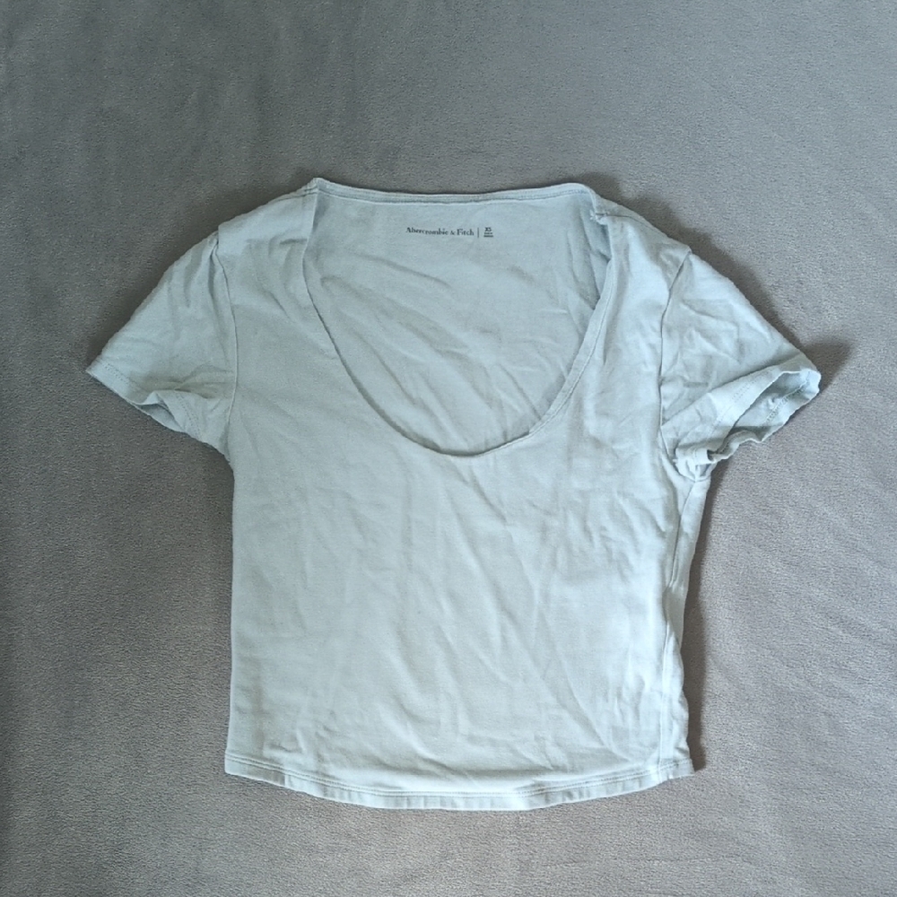 Abercrombie & Fitch Cream Fitted Crop T-Shirt